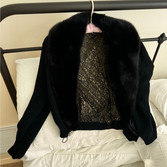 COPY - Vintage 50’s Mink Collar Wool Blend Cardigan Med Black - Picture 8 of 8